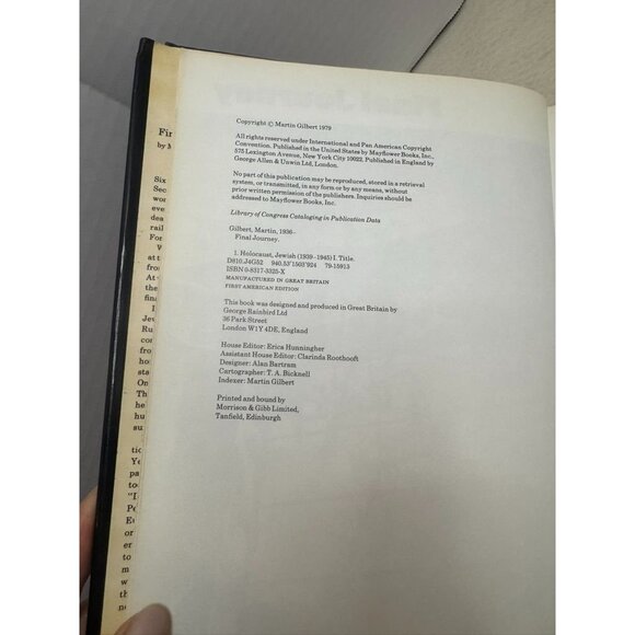 Final Journey By Martin Gilbert Book - The Fate Of The Jews In Nazi Europe - Picture 3 of 4